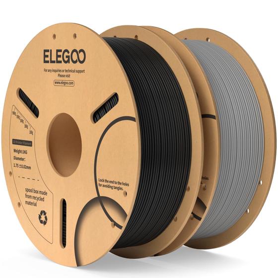 Imagem de Filamento de impressora 3D ELEGOO PLA 1,75 mm preto e cinza 2 kg x2