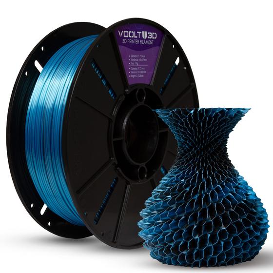 Imagem de Filamento PLA Duo Color Azul com Preto Premium 1Kg Duas Cores V-Silk 1,75mm Para Impressora 3D - Voolt3D Oficial