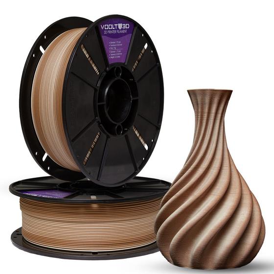 Imagem de Filamento Pla Duo Color Pinus E Tabaco Com Madeira - 1kg