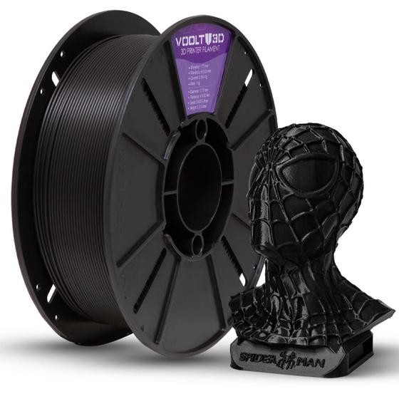 Imagem de Filamento PLA Preto Premium 1Kg, 1,75mm, Para Impressora 3D - Voolt3D