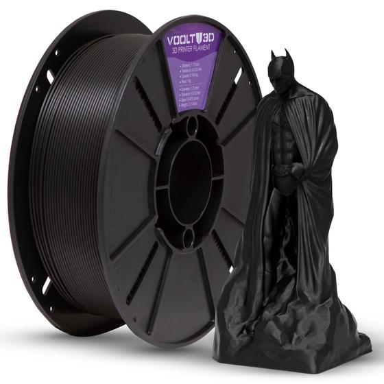 Imagem de Filamento PLA Preto Velvet Premium 1Kg, Com Efeito Fosco, 1,75mm, Para Impressora 3D - Voolt3D Oficial