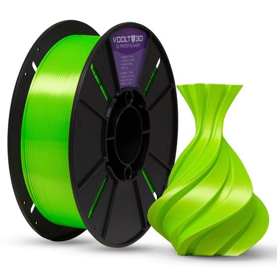 Imagem de Filamento PLA Verde Neon V-Silk Premium 1Kg, 1,75mm, Para Impressora 3D - Voolt3D Oficial