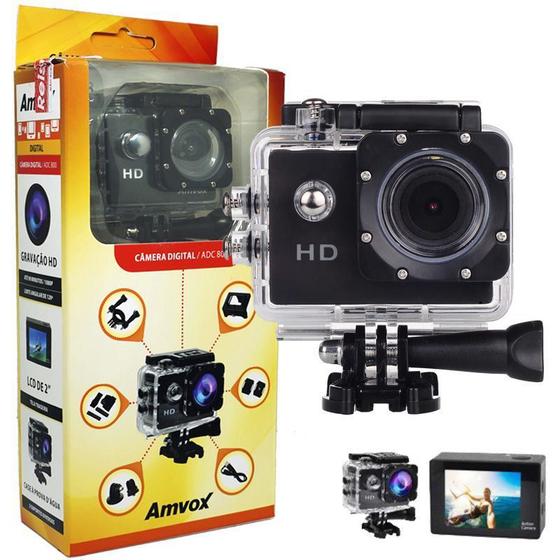 Imagem de Filmadora HD 1080p Câmera Digital 5MP Esporte Capacete Mergulho Moto Amvox ADC 800 Preta Acessórios