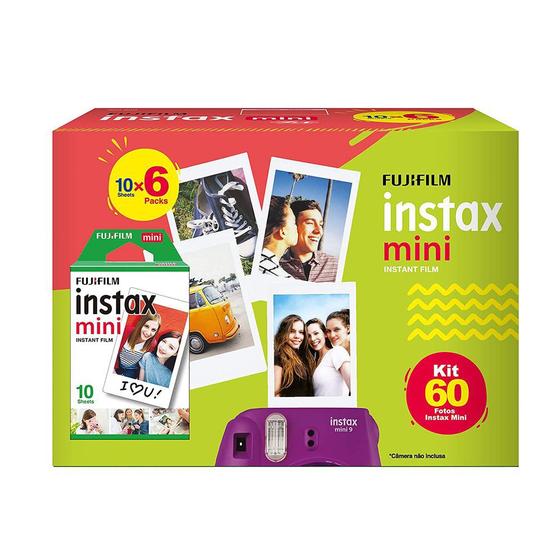 Imagem de Filme Instax Mini Kit Com 60 Fotos ISO 800 Fujifilm Filme Instantâneo