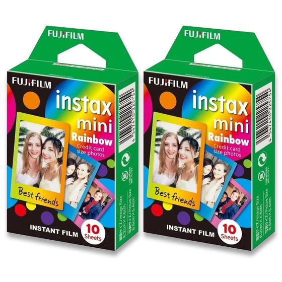 Imagem de Filme Papel Fotográfico Polaroid Fujifilm Instax Mini Rainbow 20 Fotos 54x86mm P/ Câmera Instax Mini 7, 8, 9, 11, LiPlay