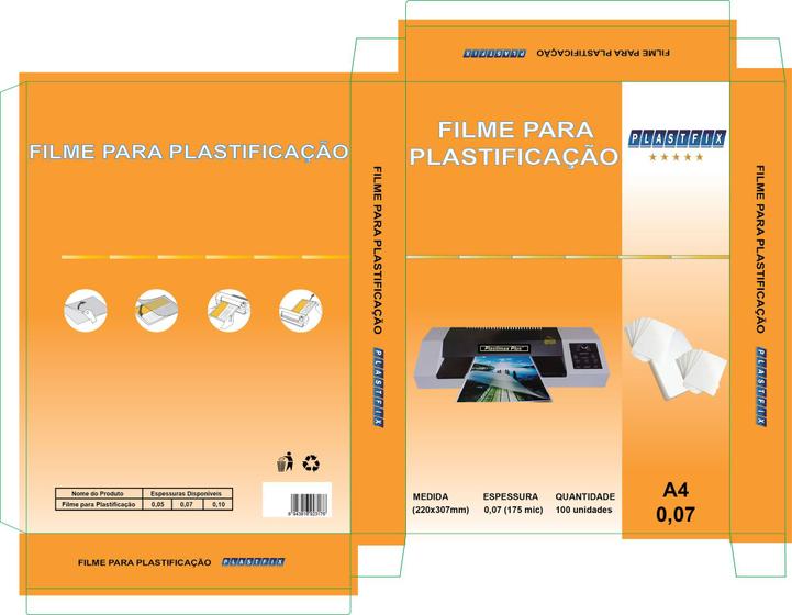 Imagem de Filme Plastico Para Plastificação A4 0,07 220X307 - Plastfix