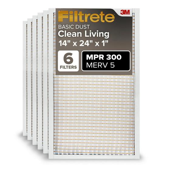 Imagem de Filtrete 14x24x1, Filtro de Ar do Forno AC, MPR 300, Pó Básico de Vida Limpa, 6-Pack (dimensões exatas 13.81 x 23,81 x 0,81)