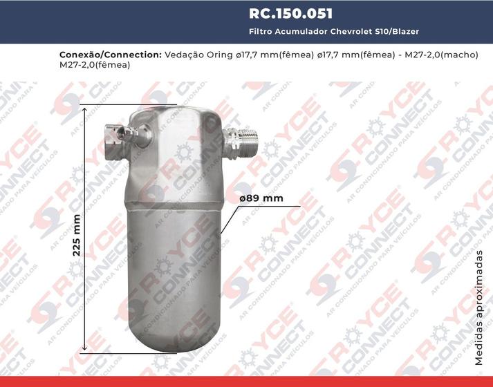 Imagem de Filtro Acumulador S10 Blazer 4.3 V6 Gasolina R134A 1132668