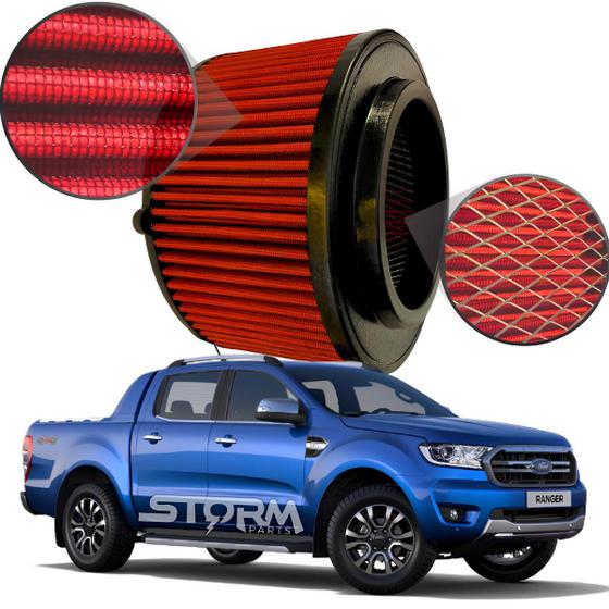 Imagem de Filtro Ar Esportivo Ford Ranger motor motor 3.2 20v Diesel ano 2012 A 2023 LIMITED PLUS XLS XLT 4x4 CS CD camionete 2022 2021 2020 2019 2018 2017 2016