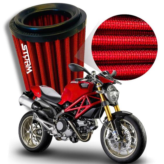 Imagem de Filtro Ar Esportivo Moto Ducati Monster 796 Ano 2013 a 2014 Cilindradas CC Lavavel reutilizável Potencia
