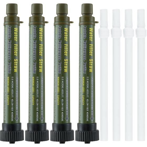 Imagem de Filtro de Água Portátil Hoayc.com - Pacote com 4 Unidades (Verde Militar)