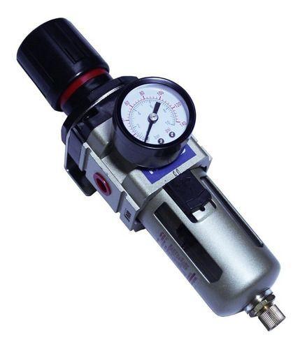 Imagem de Filtro De Ar Eliminador de Água Para Compressor Com Regulador De Pressão 1/4 Luxo