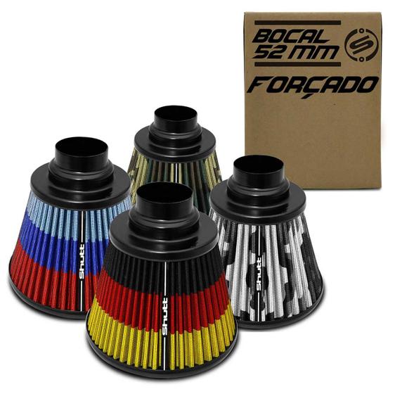 Imagem de Filtro De Ar Esportivo Fluxo Forçado 52Mm Cônico Lavável Especial Shutt Base De Aço Potência Tuning