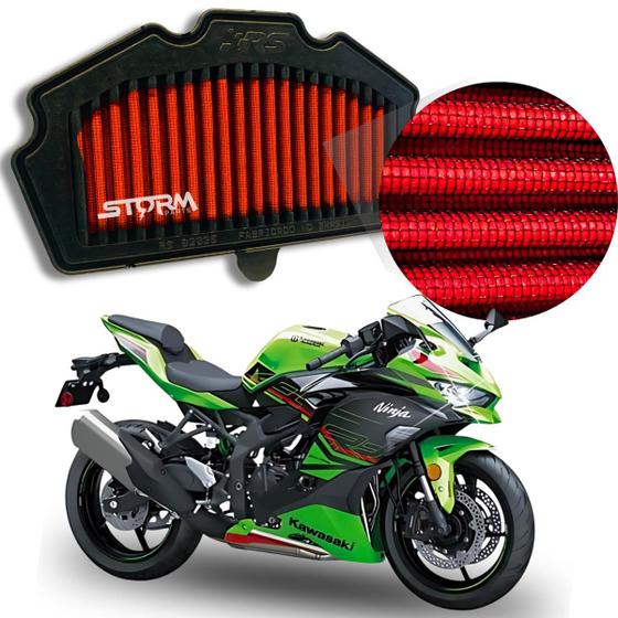 Imagem de Filtro de Ar esportivo Moto Kawasaki ZX4R ZX 4R ano 2023 2024 nova 400 cilindradas 2 cilindros potencia