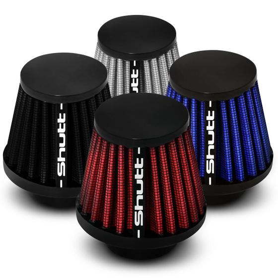 Imagem de Filtro de Ar Esportivo Moto Mono Fluxo 33mm Cônico Lavável Shutt Base Borracha Maior Potência personalizado