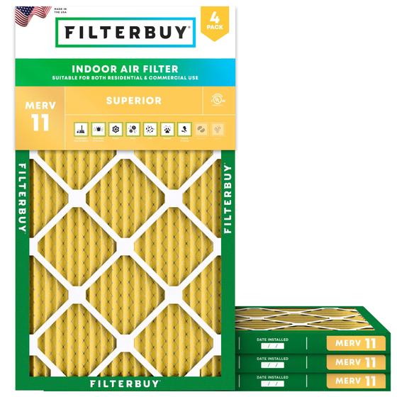 Imagem de Filtro de Ar Filterbuy MERV 11 (12x36x1) - Pacote com 4 - Defesa contra Alérgenos