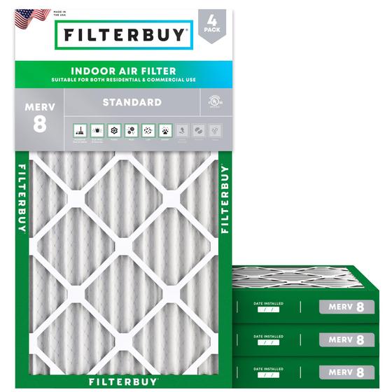 Imagem de Filtro de Ar Filterbuy MERV 8 14x24x2 (Pacote com 4) - Dust Defense