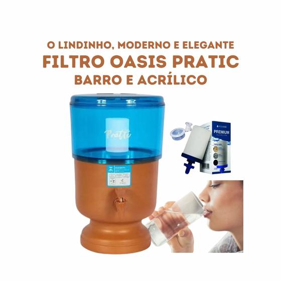 Imagem de Filtro de barro e acrílico pratic oasis 12l(6l+6l) com vela tripla ação+boia - padrão exportação