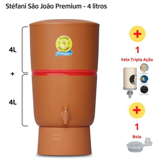 Imagem de Filtro de Barro para Água São João Premium 4 L + 1 Vela Tripla Ação + 1 Boia - Cerâmica Stéfani