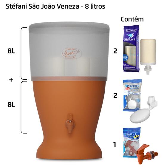 Filtro de Barro para Água São João Veneza 8 Litros 2 Velas - Stéfani - Cerâmica Stéfani Menor preço em Filtro de Barro para Água São João Veneza 8 Litros 2 Velas - Stéfani - Cerâmica Stéfani