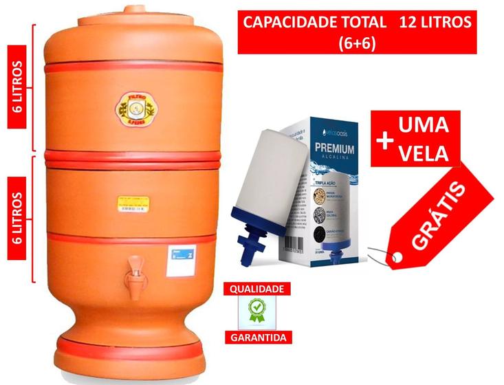 Filtro De Barro São Pedro 12 Litros - Boia e Vela Tripla Ação Menor preço em Filtro De Barro São Pedro 12 Litros - Boia e Vela Tripla Ação