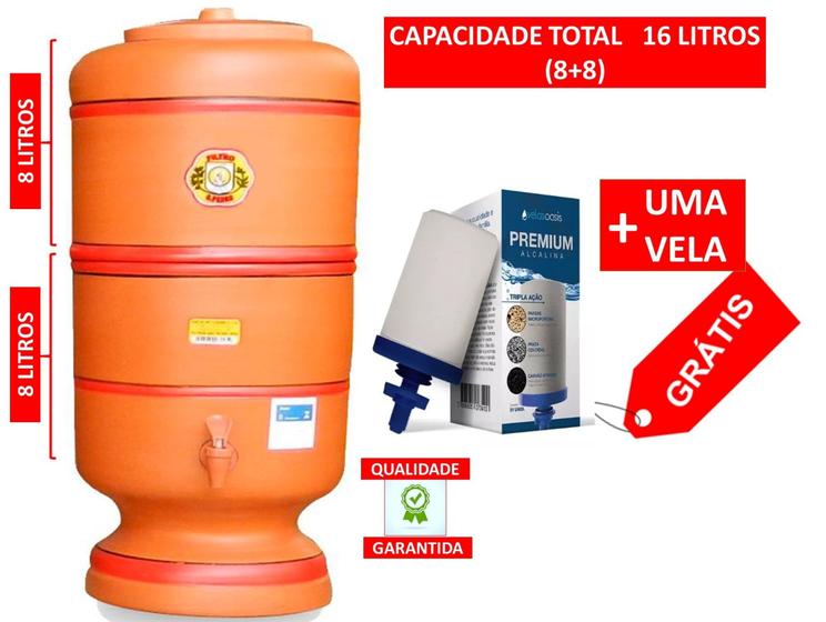 Filtro De Barro São Pedro 16 Litros - Boia e Vela Tripla Ação Menor preço em Filtro De Barro São Pedro 16 Litros - Boia e Vela Tripla Ação