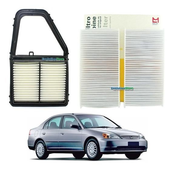 Imagem de Filtro De Cabine Ar Condicionado + Filtro Ar Motor Honda Civic 1.7 16v 2001 2002 2003 2004 2005