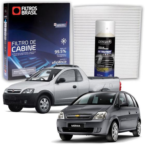 Imagem de Filtro de Cabine Ar Condicionado para GM Meriva Collection Maxx Joy / Montana Off Road Power + Higienizador Automotivo