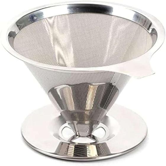 Imagem de Filtro de Inox Coador de Café Inox Grande Lavável Reutilizável Sem Papel Cozinha Premium