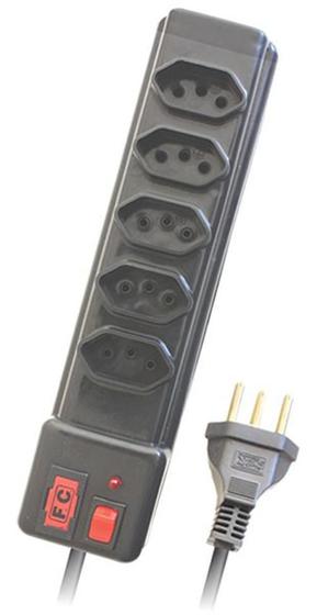 Imagem de Filtro De Linha 05 Tomadas Bivolt Com Proteção Led E Chave