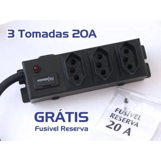Imagem de Filtro de Linha 3T Profissional 20 Amperes Gabinete Ferro Led - Fusível Grátis