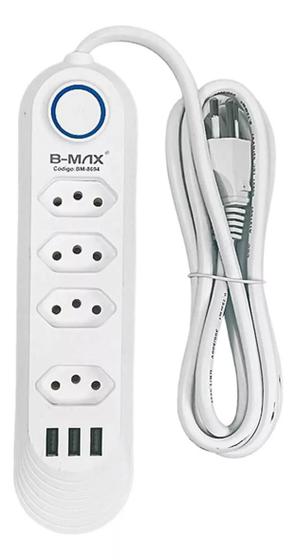 Imagem de Filtro de linha 4 tomadas 3 portas USB com cabos reforçado