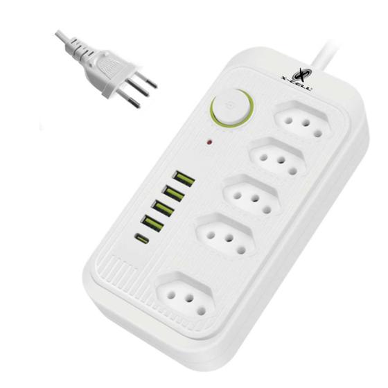Imagem de Filtro De Linha 5 Tomadas 4 Usb / Usb C Bivolt Cabo 2 Metros