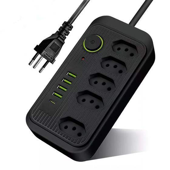 Filtro de Linha Bivolt 110v/220v Elétrico Energia Extensão Régua C/ 5 Tomadas Entradas P/ Cabo USB e USB-C - Kapbom Menor preço em Filtro de Linha Bivolt 110v/220v Elétrico Energia Extensão Régua C/ 5 Tomadas Entradas P/ Cabo USB e USB-C - Kapbom