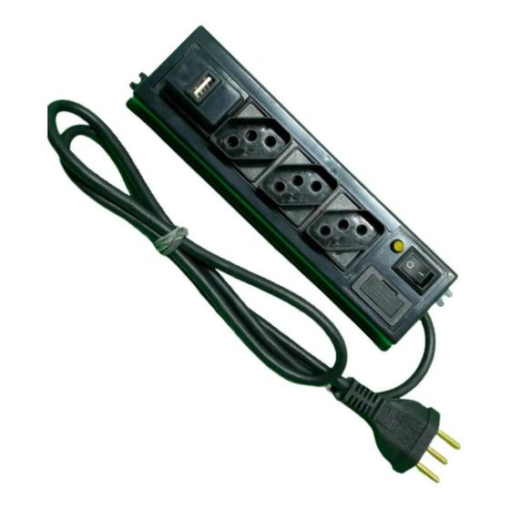 Filtro De Linha Com 3 Tomadas + Usb 85Cm Com Fusível - Elite Imagem de Filtro De Linha Com 3 Tomadas + Usb 85Cm Com Fusível