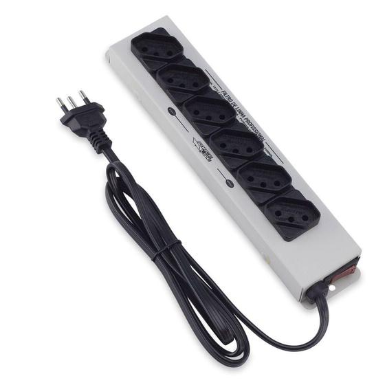 Imagem de Filtro de Linha com 6 Tomadas 10A e Gabinete Metálico Cinza Bivolt 562 Force Line