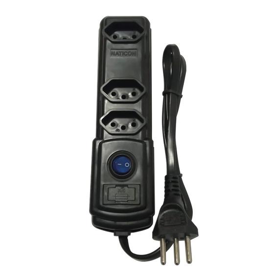 Imagem de Filtro de Linha com Fusível 3 Tomadas Bivolt Preto Naticon - 593