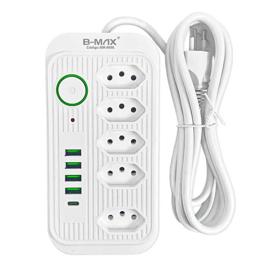 Imagem de Filtro de Linha com USB 2.1A Extensao 5 Tomadas - B-MAX