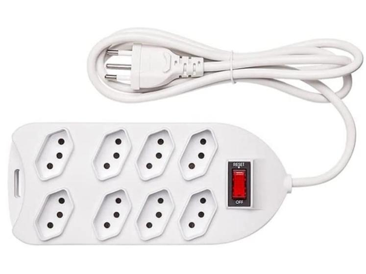 Imagem de Filtro De Linha Extensão Régua 8 Tomadas 2P+T Cabo 1.5 Mts Bivolt 250v