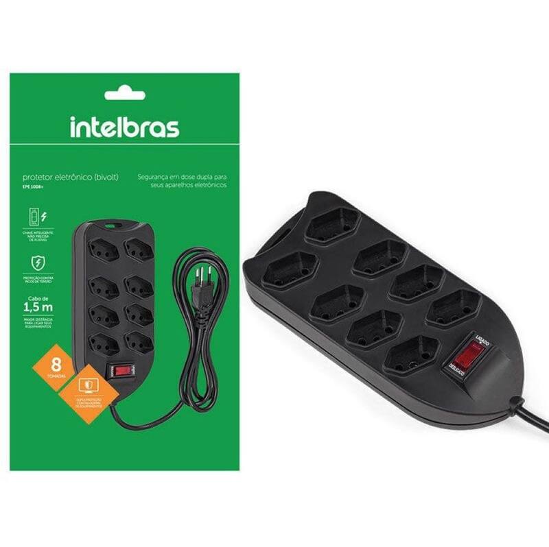 Filtro de Linha Intelbras Protetor Régua 8 Bivolt tomadas Extensão ...