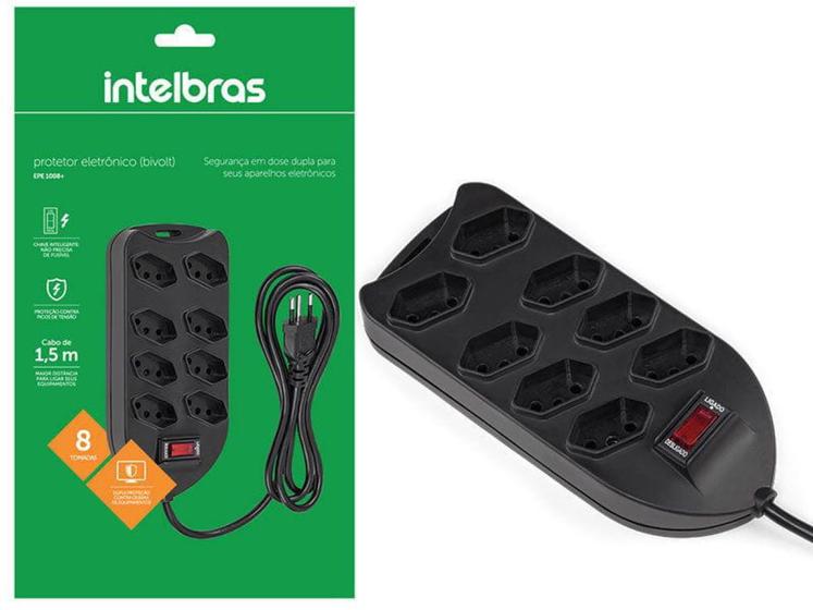 Filtro de Linha Intelbras Protetor Régua 8 tomadas Extensão Estabilizador EPE 1008+ Menor preço em Filtro de Linha Intelbras Protetor Régua 8 tomadas Extensão Estabilizador EPE 1008+