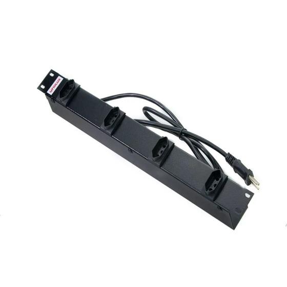 Imagem de Filtro De Linha Metálico Rack 4 Tomadas Cabo 3M Fiolux