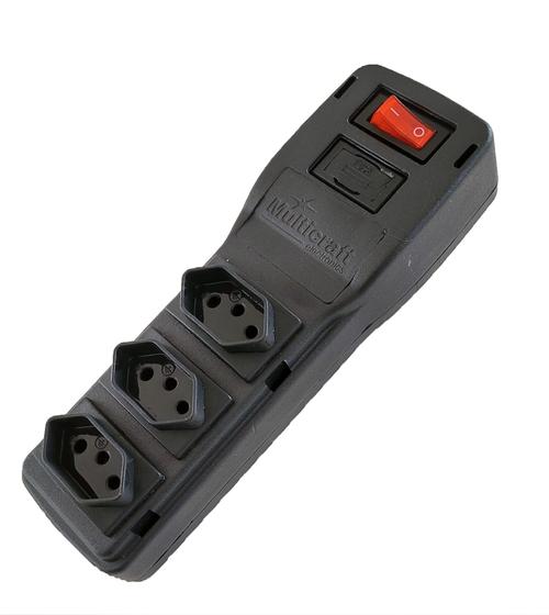 Imagem de Filtro de Linha Plug In 3 Tomadas Voltimetro Analógico com Fusível de Segurança