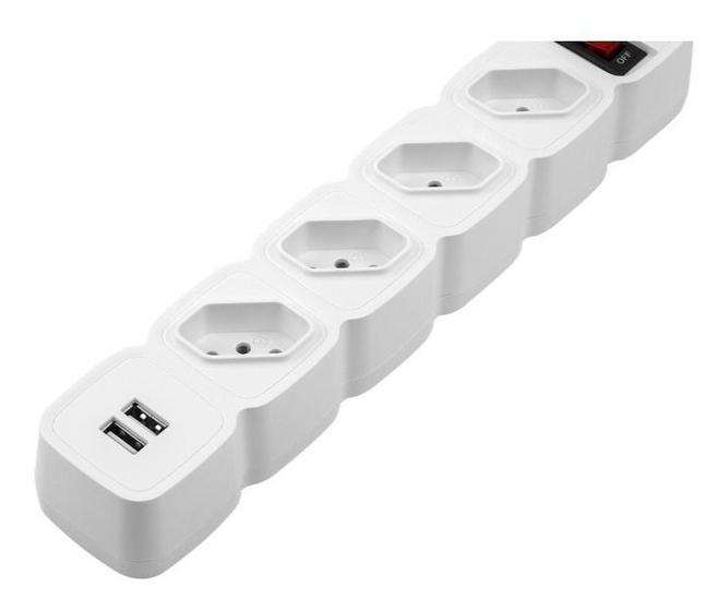 Imagem de Filtro De Linha Regua Intelbras 4 Tomada Protetor Com 2 Usb