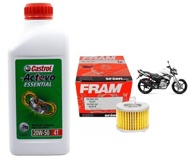 Imagem de Filtro De Oleo Fram CH12184 + Castrol 20w50 Xtz Crosser Fazer Factor 125i 150 De 2013 Ate 2022