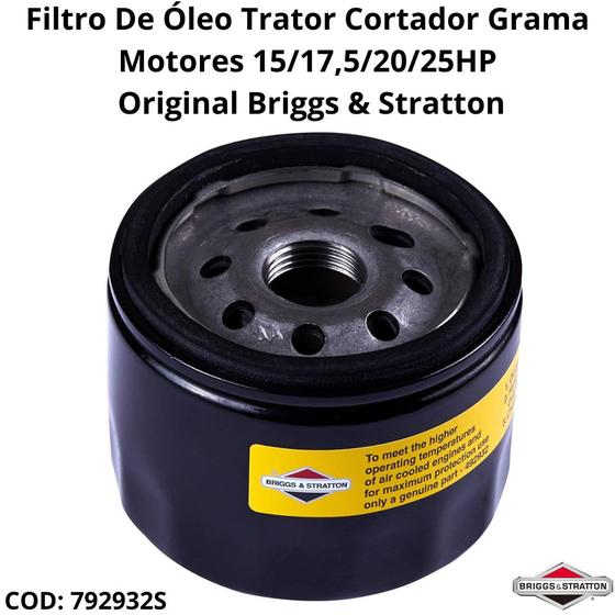 Imagem de Filtro De Óleo Trator Cortador Grama Motores 15/17,5/20/25HP Original Briggs & Stratton