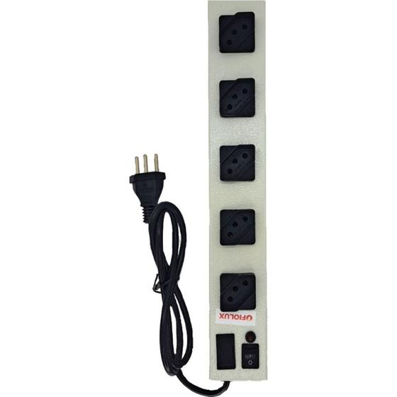 Imagem de Filtro Linha Fiolux 5 Tomadas 2 Polos + Terra Espacadas Com Interruptor E Fusivel Bivolt Branco