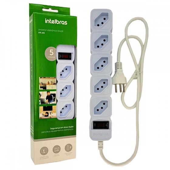 Imagem de Filtro Linha Intelbras 5 Tomadas 2Polos+Terra Com Interruptor Inteligente Bivolt Branco