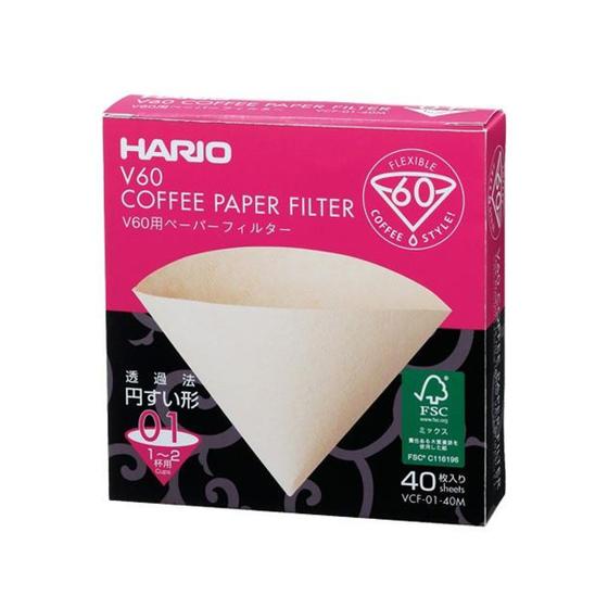 Imagem de Filtro Papel Hario Cone 1 A 2 Copos V60 01 40 Unid Japão