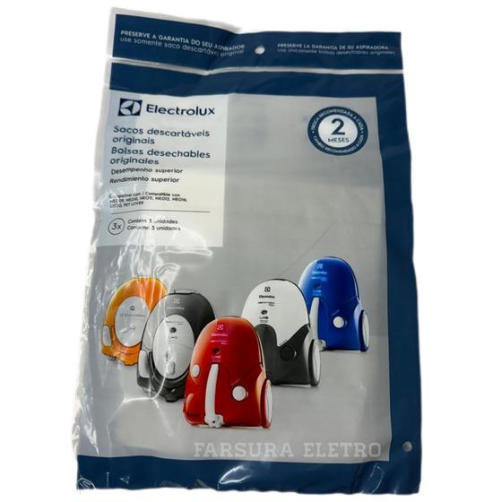 Imagem de Filtro Saco Papel Aspirador de Pó Electrolux Neo, Liso e Pet Lover Original Kit C/3